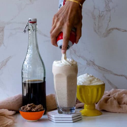Butter Pecan Coffee Milkshake with whipped cream on top